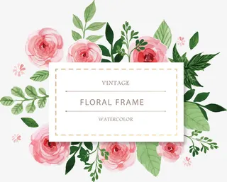 唯美水彩花纹玫瑰贺卡免抠