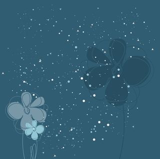 夜空繁星小花矢量扁平背景高清