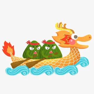 端午节划龙舟的小粽子免抠