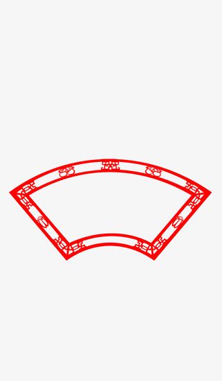 复古中式边框扇形边框中式花纹装饰元素免抠