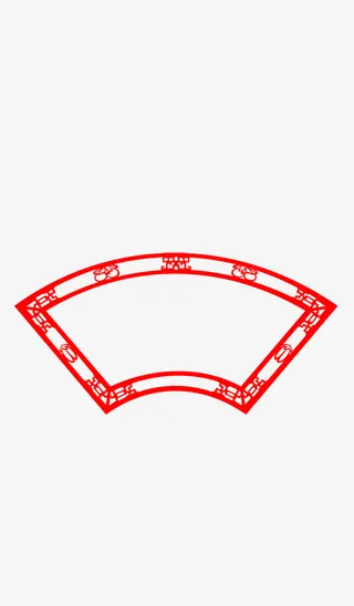 复古中式边框扇形边框中式花纹装饰元素免抠