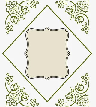 矢量中式花纹边框浅绿色方形免抠