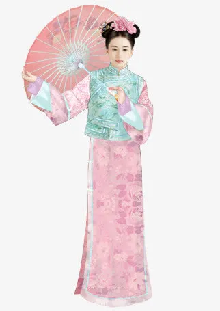 清代古风旗袍美女立绘免抠