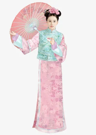 清代古风旗袍美女立绘免抠