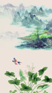 中国风彩色水墨画psd分层H5背景高清 中国风彩色水墨画psd分层H5背景高清