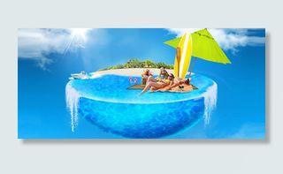 夏日沙滩背景banner装饰高清