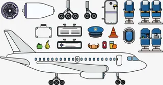 白色飞机矢量图免抠