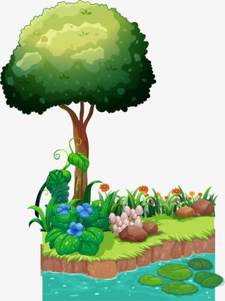 春暖花开绿色大树免抠