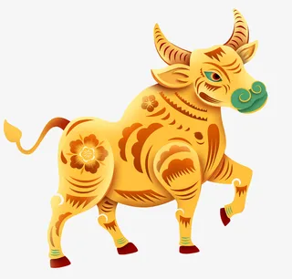 牛，卡通，手绘，中国风，节日免抠