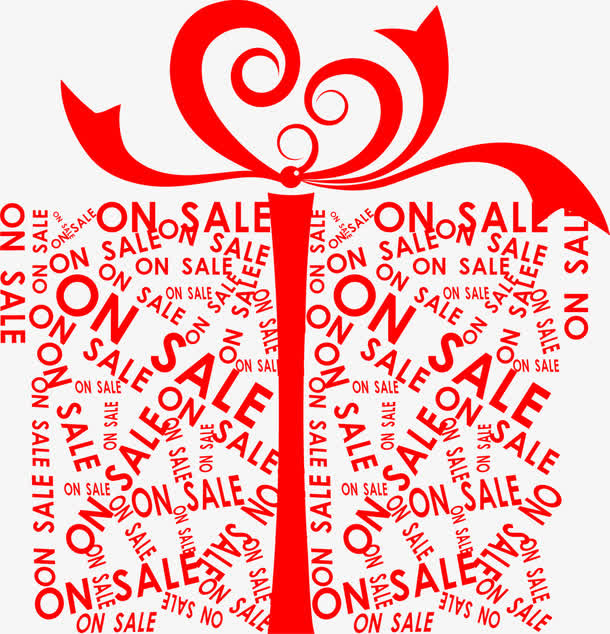 春天红色艺术字装饰免抠