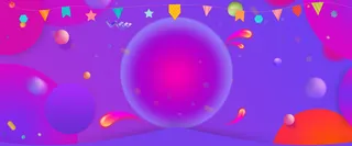 618年中大促几何撞色彩旗紫色背景高清