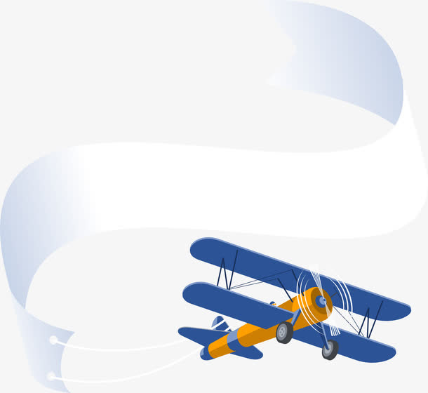 卡通飞机拉旗免抠