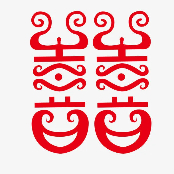矢量结婚喜庆剪纸免抠