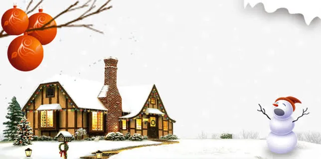 雪地房屋雪人免抠