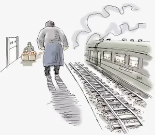 离别的背影手绘图免抠