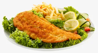 超高清鸡排薯条水果沙拉拼盘免抠