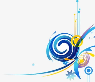 蓝色潮流花纹免抠