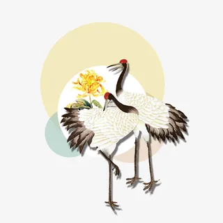 中国风仙鹤插画设计免抠