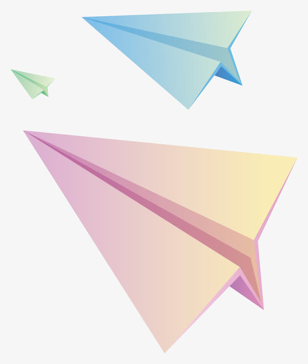 卡通手绘渐变的纸飞机免抠