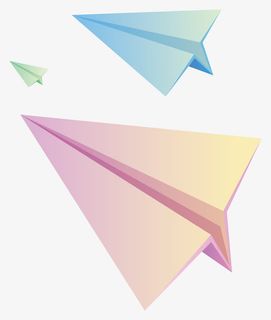 卡通手绘渐变的纸飞机免抠