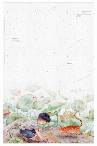 卡通手绘处暑简单海报高清另类其他背景
