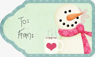 蓝色雪花标签免抠