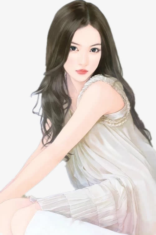 冷艳秀气现代手绘美女免抠