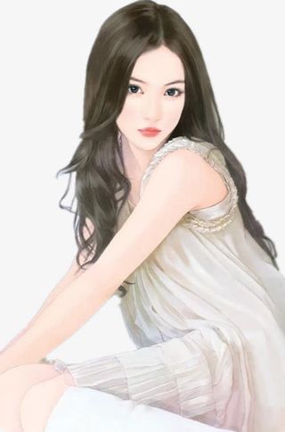 冷艳秀气现代手绘美女免抠