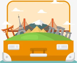 彩色行李箱设计图免抠