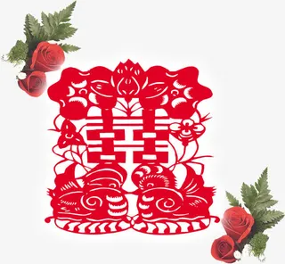 双喜鸳鸯雕刻免抠