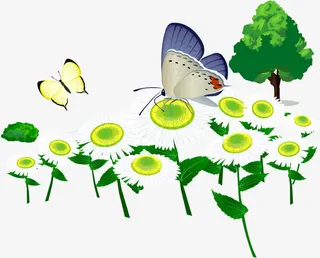 蝴蝶白色小花免抠