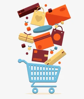 跳跃的购物车免抠标签元素 跳跃的购物车免抠标签元素