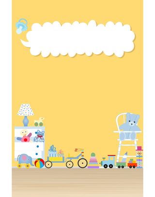 黄色背景手绘卡通六一儿童节平面广告高清