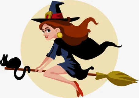 万圣夜飞天女巫矢量素材免抠