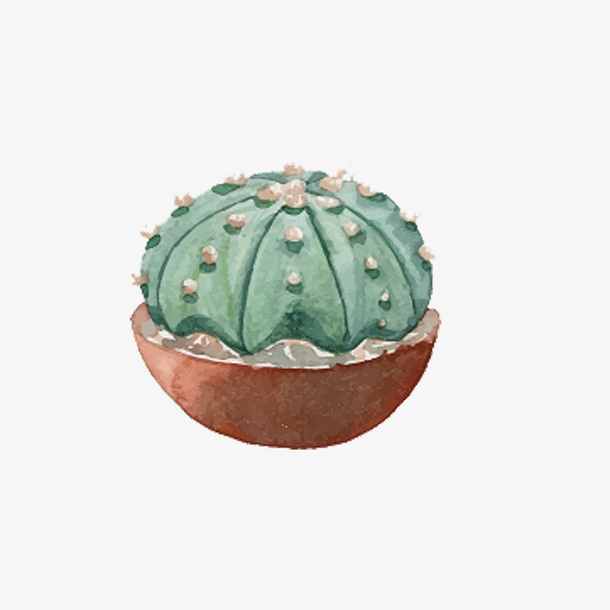 春天仙人掌手绘绿色免抠