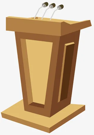 浅褐色矢量三人讲台免抠