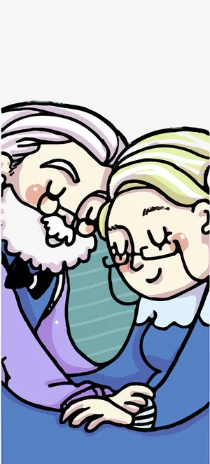 彩绘老夫妇矢量图免抠