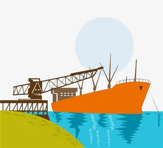 手绘海洋港口码头免抠