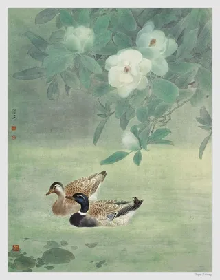 邹传安国画集绿叶衬美免抠