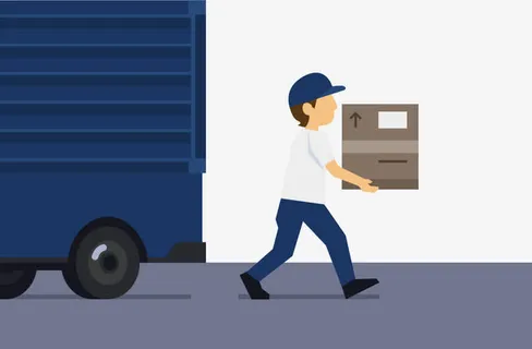 矢量快递员送货免抠