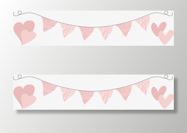 粉色爱心小旗子分界线免抠