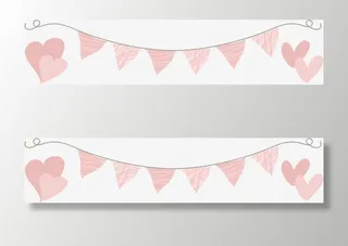 粉色爱心小旗子分界线免抠