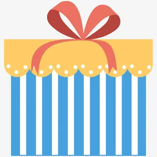 手绘卡通蝴蝶结礼盒礼包免抠