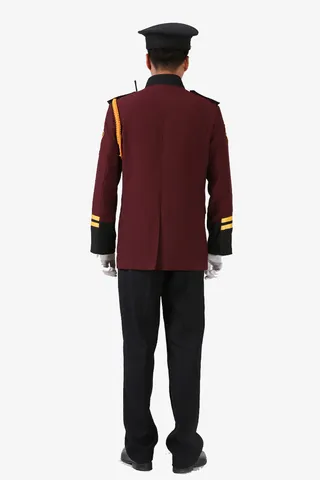 酒红色保安服免抠