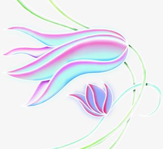 彩色手绘百合免抠