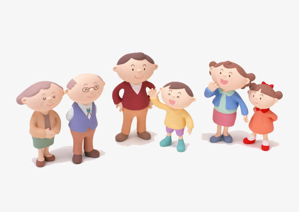 一家人手工玩偶形象免抠