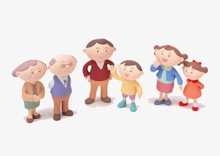 一家人手工玩偶形象免抠