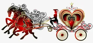 爱心卡通情人节马车手绘免抠