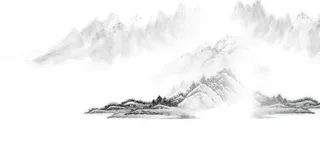 中国风灰色山峰海报免抠