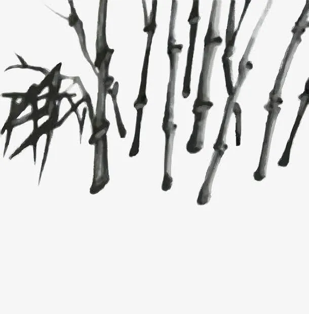 手绘黑色竹节免抠